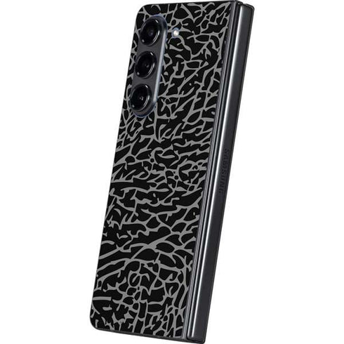 Elephant Print Black Galaxy Z Fold5 5G Skin